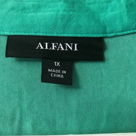 Alfani Women's PLUS Size Tie-Hem Green Blouse NWT - Picture 5 of 8